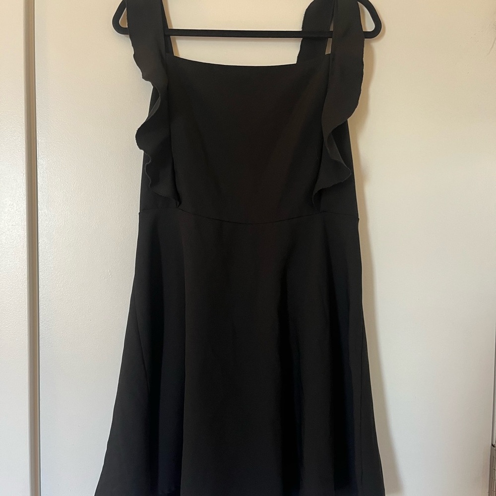 Open Tie Back Ruffle Fit and Flare Dress Plus